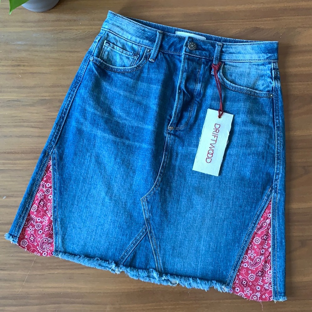 Driftwood Jean Skirt Bandana Cut Out Size 25